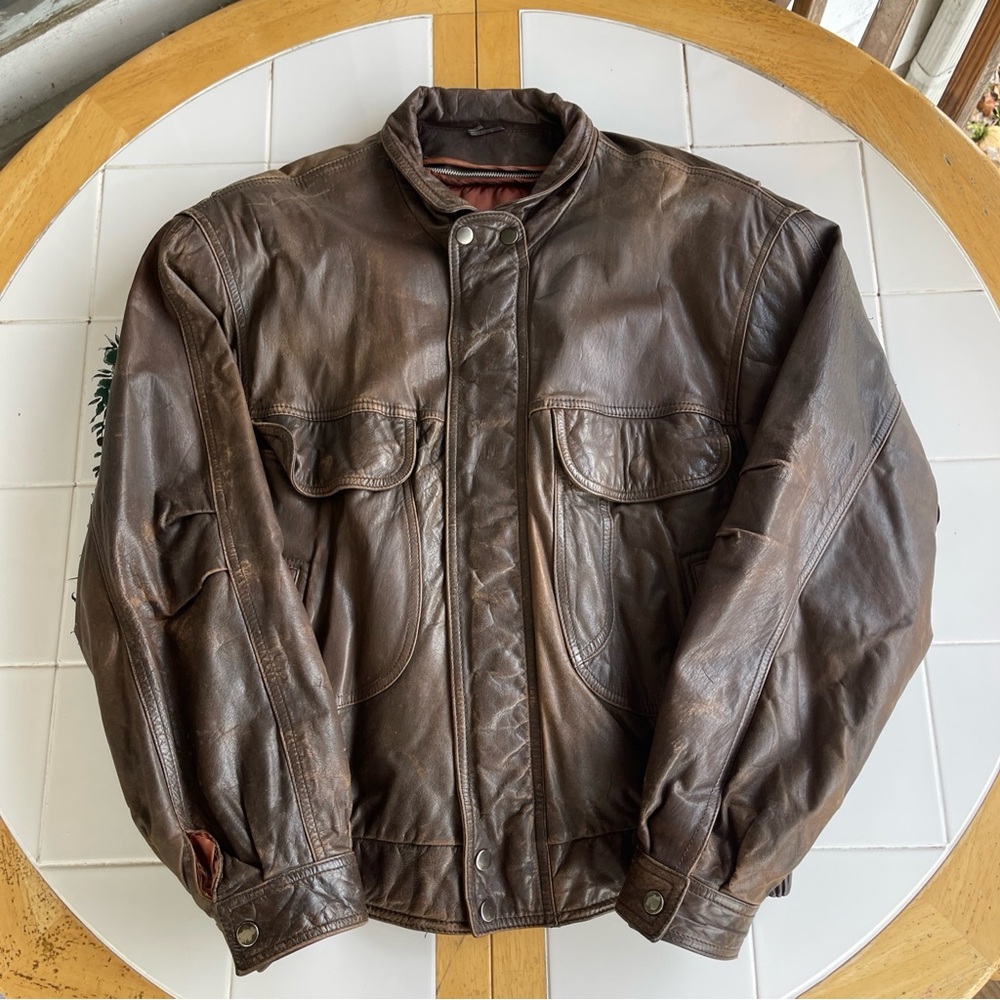 Vintage Aviator Top Gun Style Leather Bomber Jacket Reed’s Sportswear Size 40 M